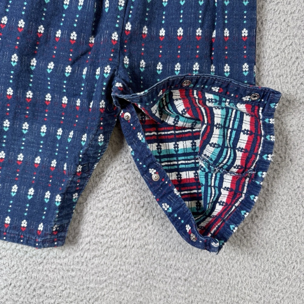 Vintage Oshkosh Overalls Girls 18M Blue Bow Embroidered Vestbak Floral USA Made - Picture 6 of 16